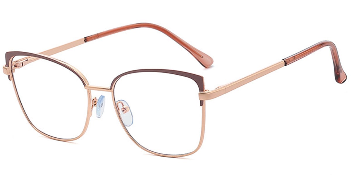 Rectangle Blue Light Blocking Glasses brown