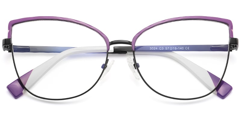 Cat Eye Blue Light Blocking Glasses black-purple