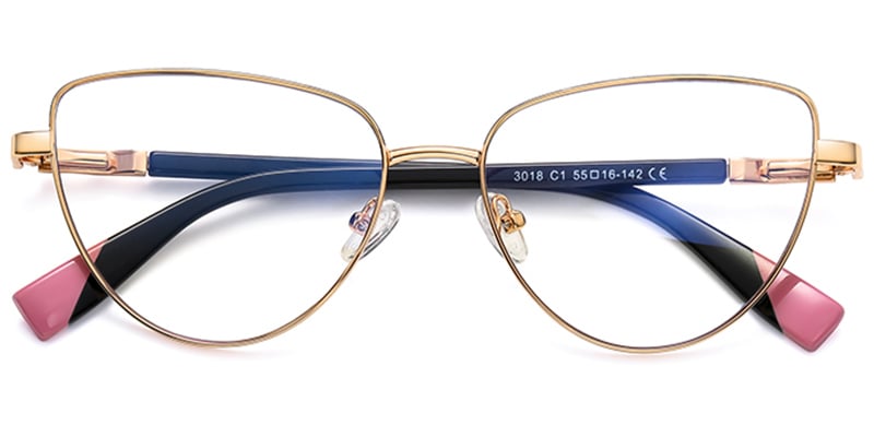 Cat Eye Blue Light Blocking Glasses gold