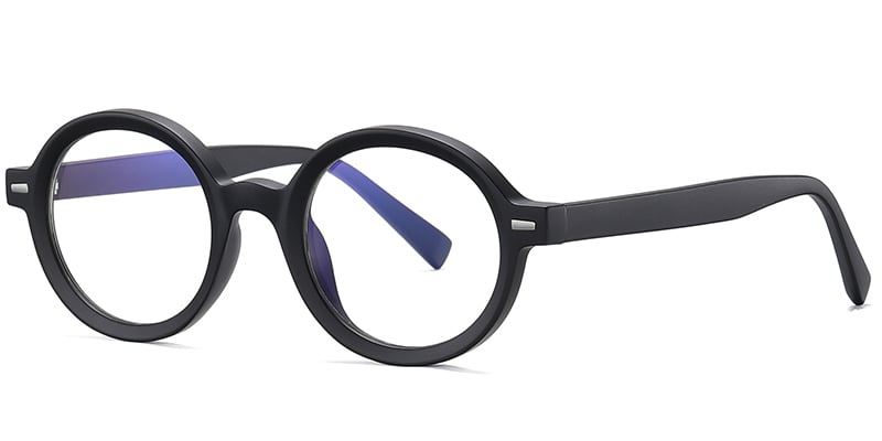 Round Blue light blocking glasses matte-black