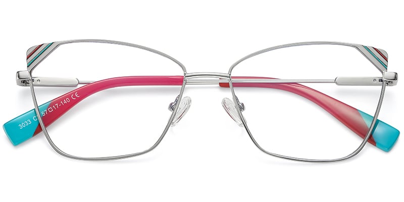 Cat Eye Blue light blocking glasses silver