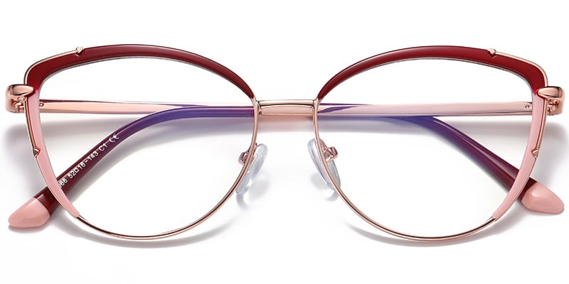 Cat Eye Blue light blocking glasses wine_red