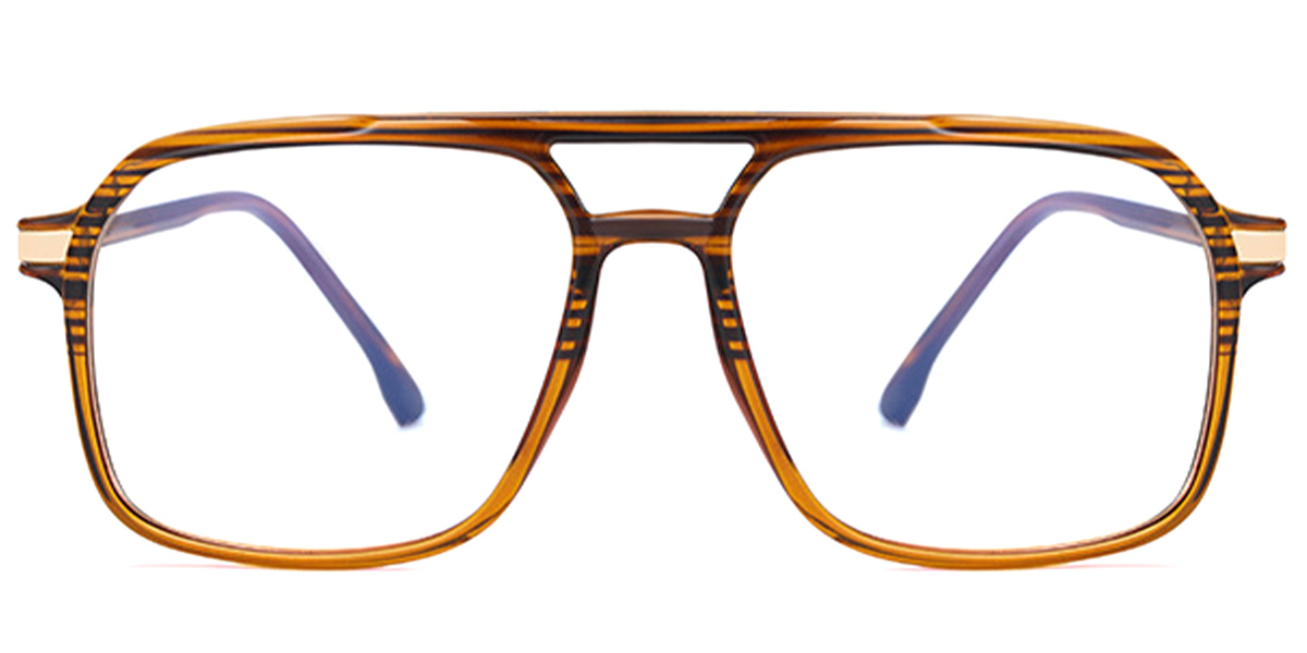 Rectangle Blue light blocking glasses pattern-brown