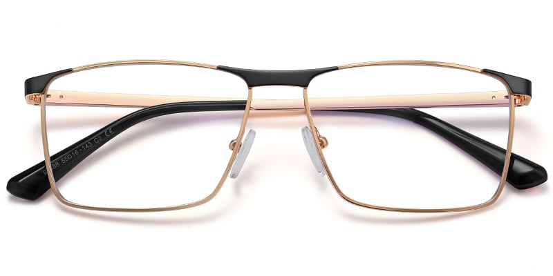 Rectangle Blue light blocking glasses black-gold