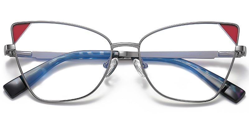 Cat Eye Blue light blocking glasses gun_metal