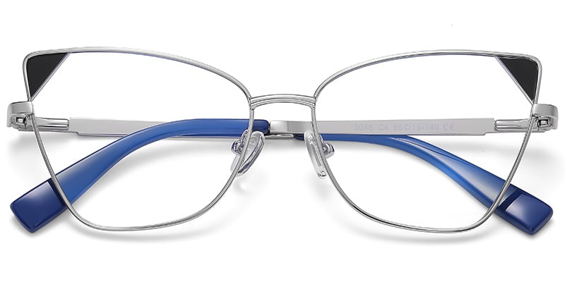 Cat Eye Blue light blocking glasses silver