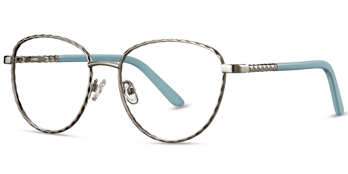 Oval Blue light blocking glasses silver