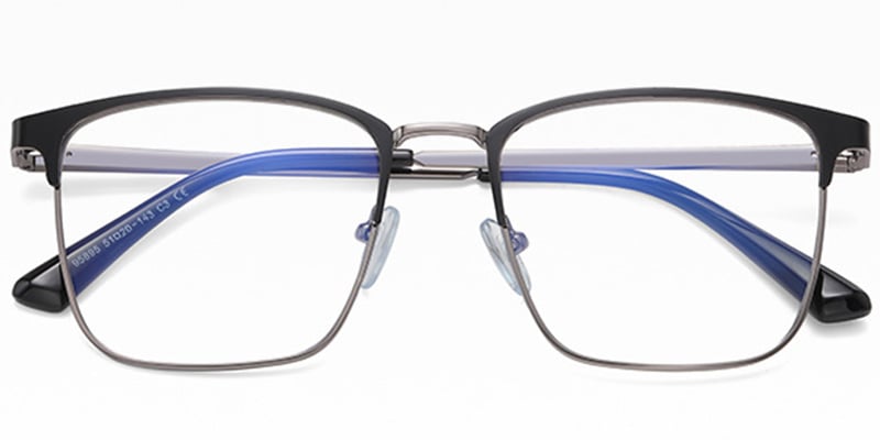 Rectangle Blue light blocking glasses black-gun_metal