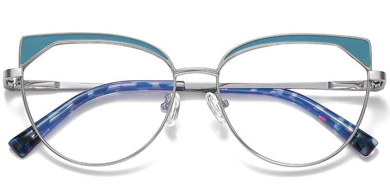 Cat Eye Blue light blocking glasses silver