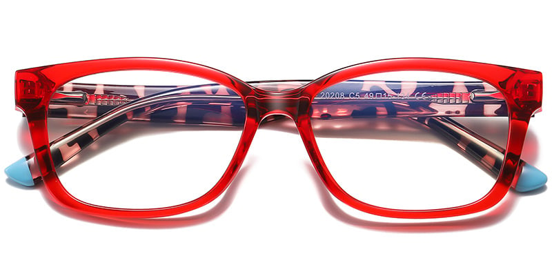 Rectangle Blue light blocking glasses translucent-red