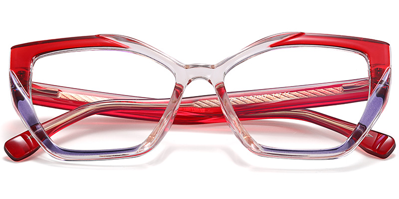 Cat Eye Blue light blocking glasses pattern-red