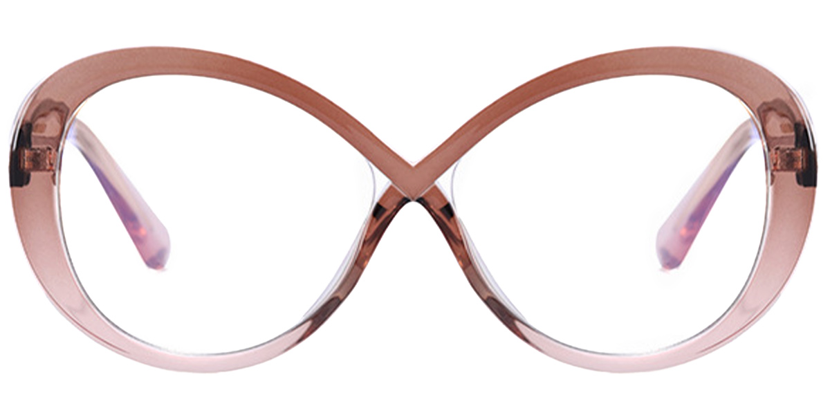 Oval Blue Light Blocking Glasses gradient_brown