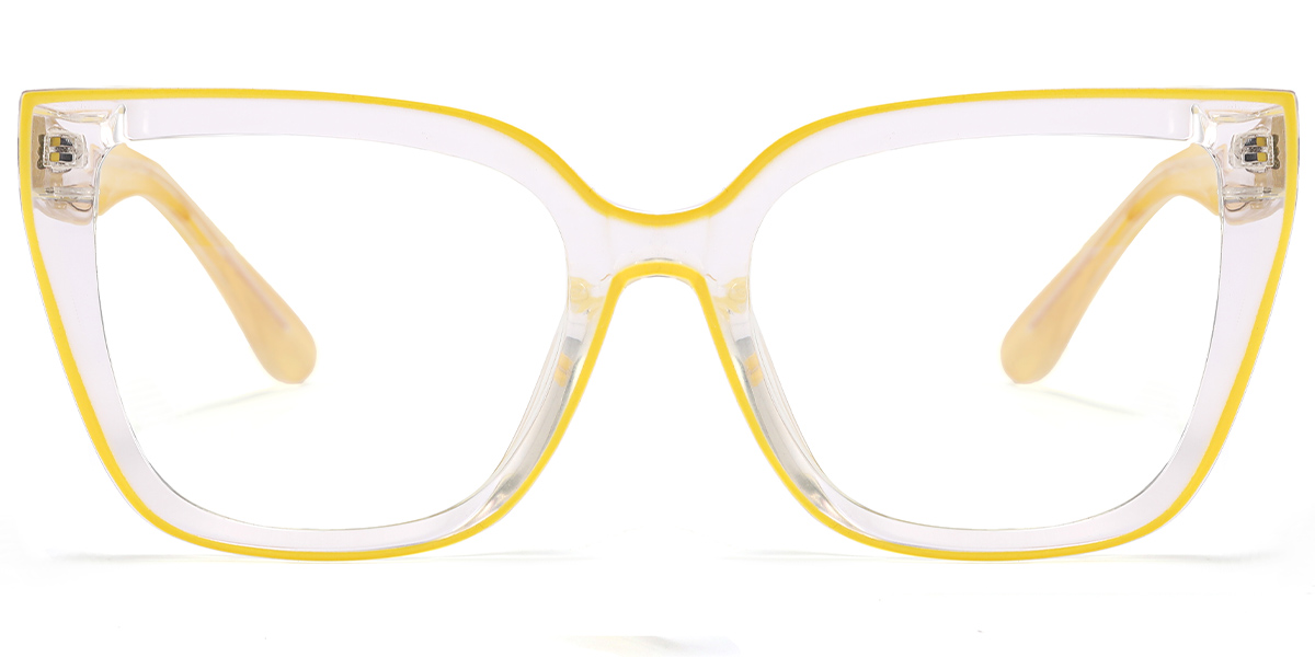 Square Blue Light Blocking Glasses pattern-yellow