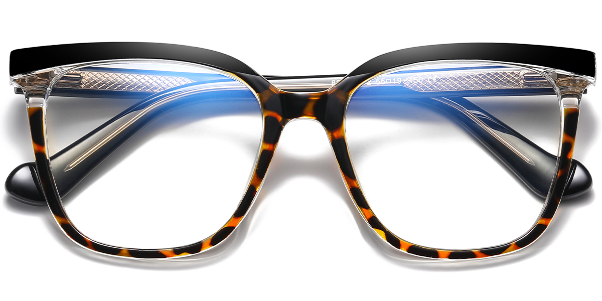 Square Blue Light Blocking Glasses tortoiseshell-black