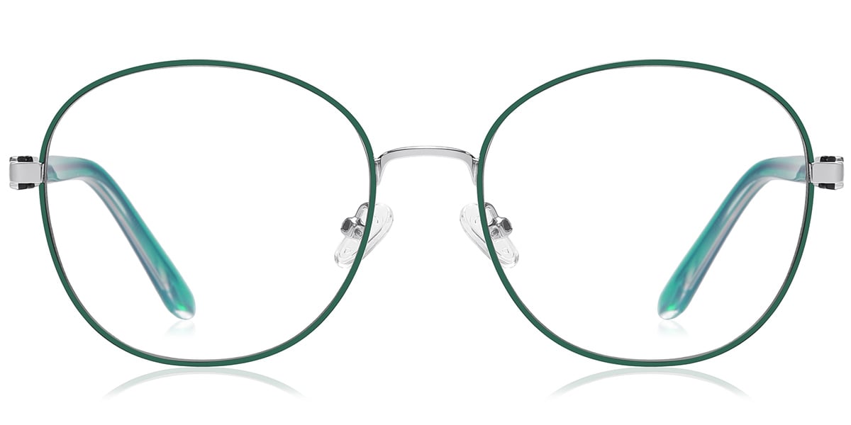 Round Blue Light Blocking Glasses silver-green