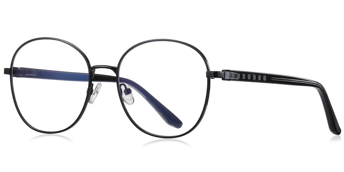 Round Blue Light Blocking Glasses black