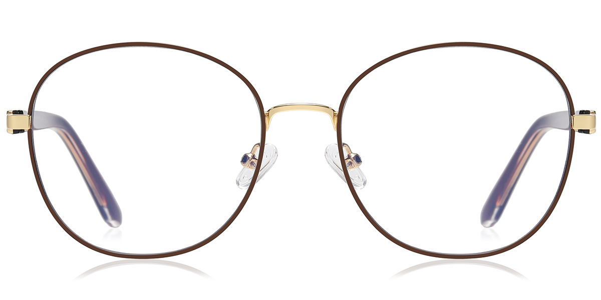 Round Blue Light Blocking Glasses rose_gold-brown