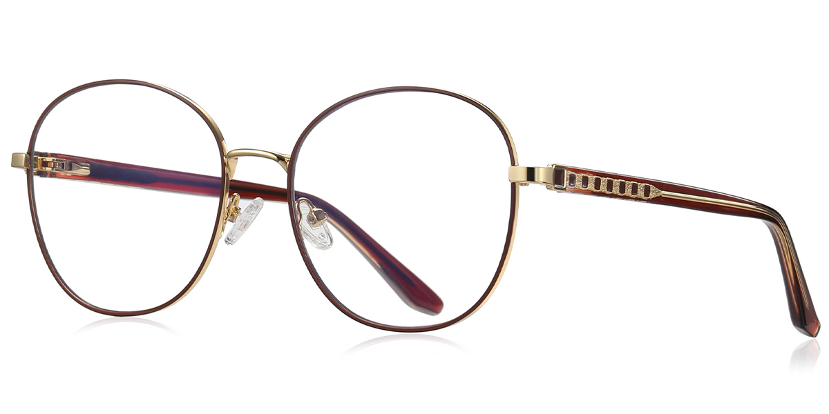 Round Blue Light Blocking Glasses rose_gold-brown