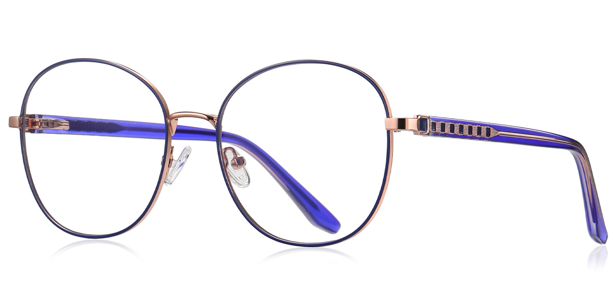 Round Blue Light Blocking Glasses rose_gold-blue