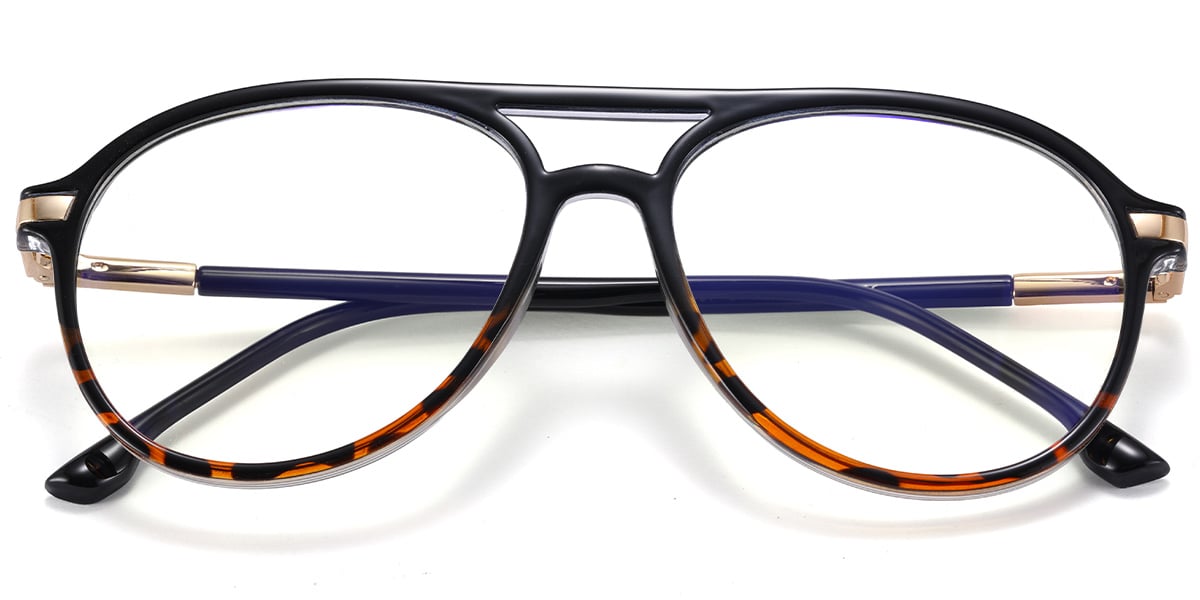 Aviator Blue Light Blocking Glasses tortoiseshell-black