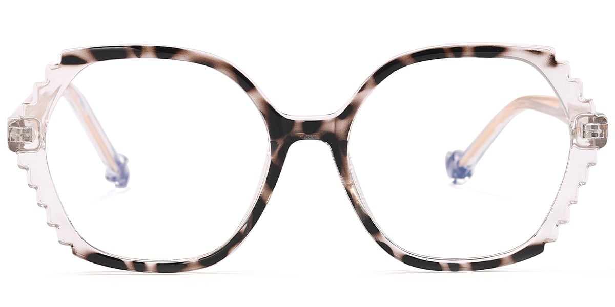 Geometric Blue Light Blocking Glasses pattern-tortoiseshell