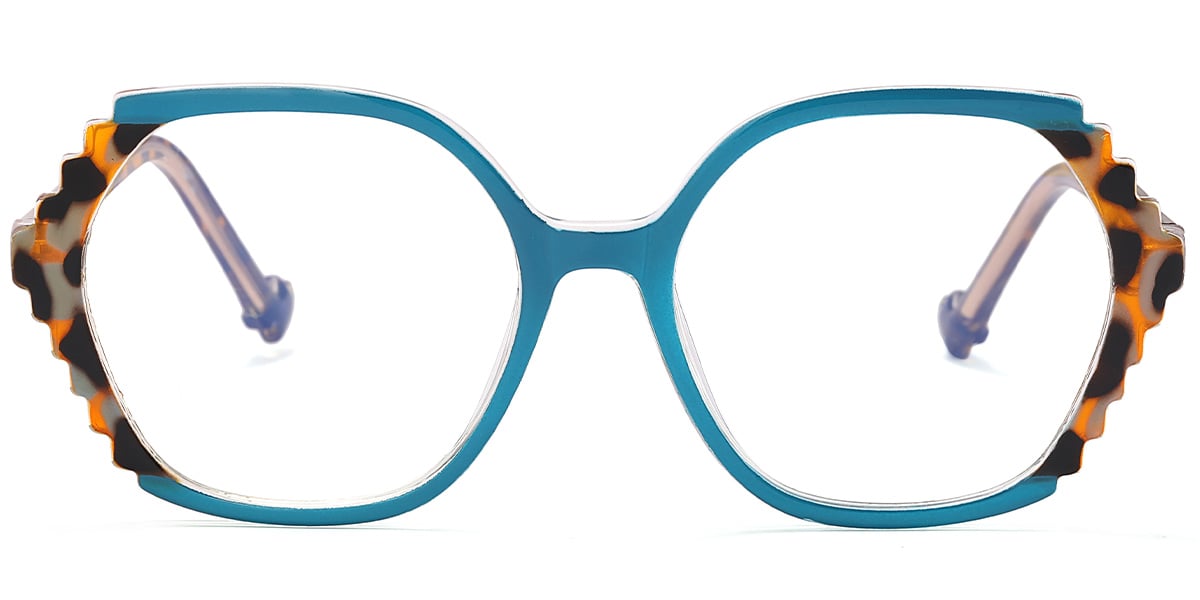 Geometric Blue Light Blocking Glasses tortoiseshell-blue