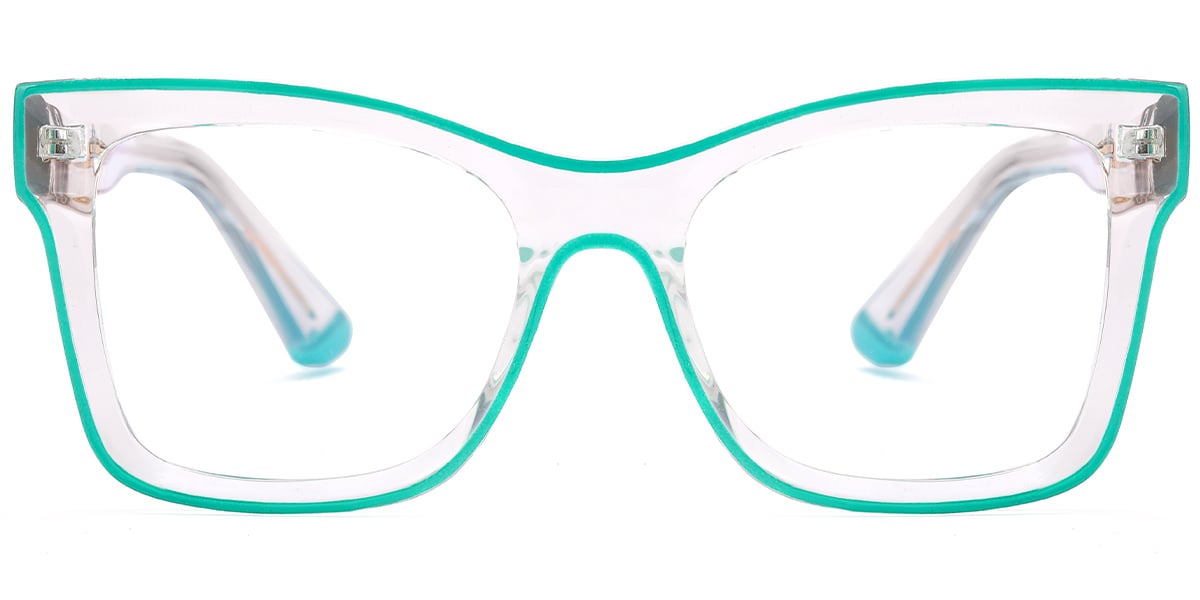 Square Blue Light Blocking Glasses translucent-green
