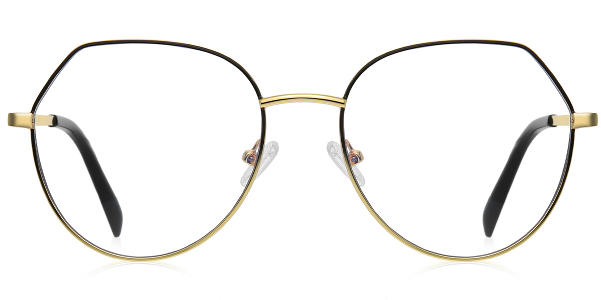 Geometric Blue Light Blocking Glasses black-gold