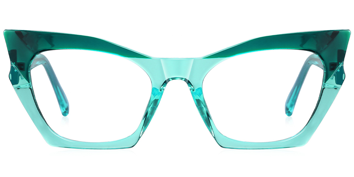 Square Blue Light Blocking Glasses pattern-green