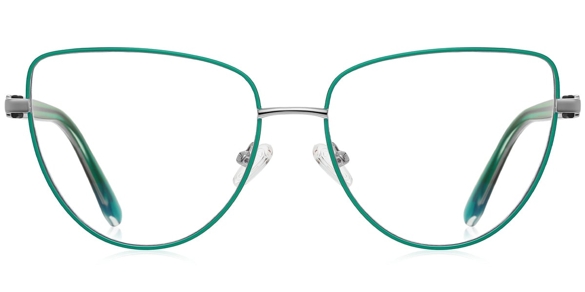 Geometric Blue Light Blocking Glasses silver-green