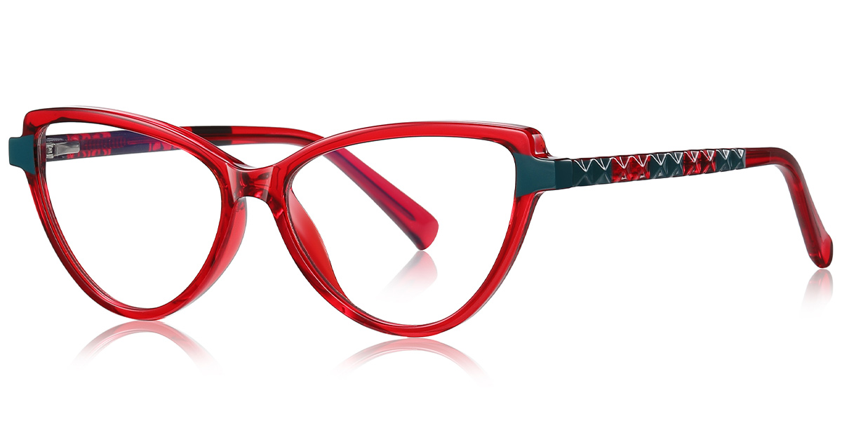 Cat Eye Blue Light Blocking Glasses translucent-red