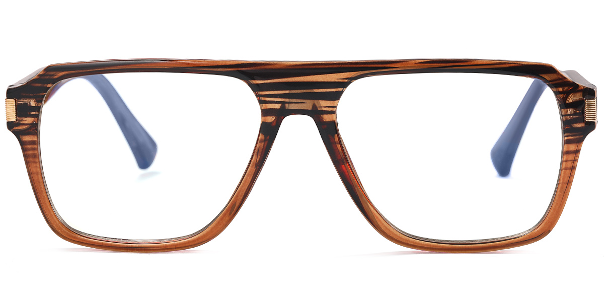 Square Blue Light Blocking Glasses pattern-brown