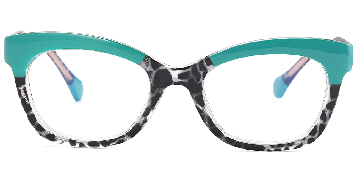 Rectangle Blue Light Blocking Glasses pattern-green