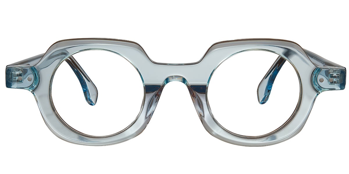Acetate Geometric Blue Light Blocking Glasses translucent-blue
