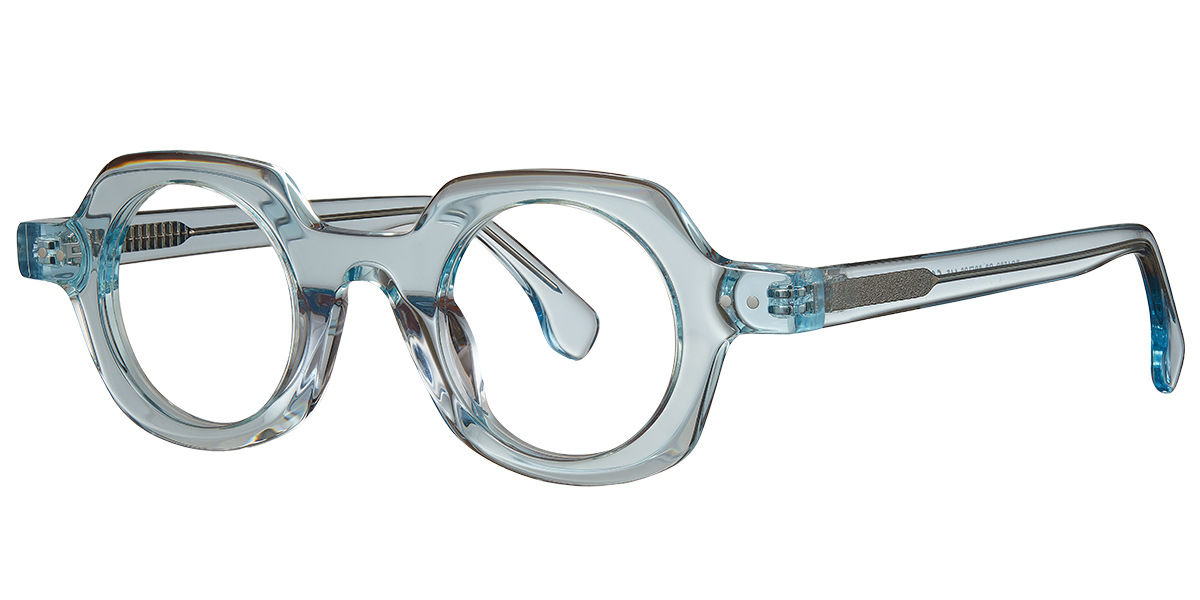 Acetate Geometric Blue Light Blocking Glasses translucent-blue