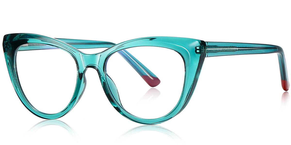 Cat Eye Blue Light Blocking Glasses translucent-green