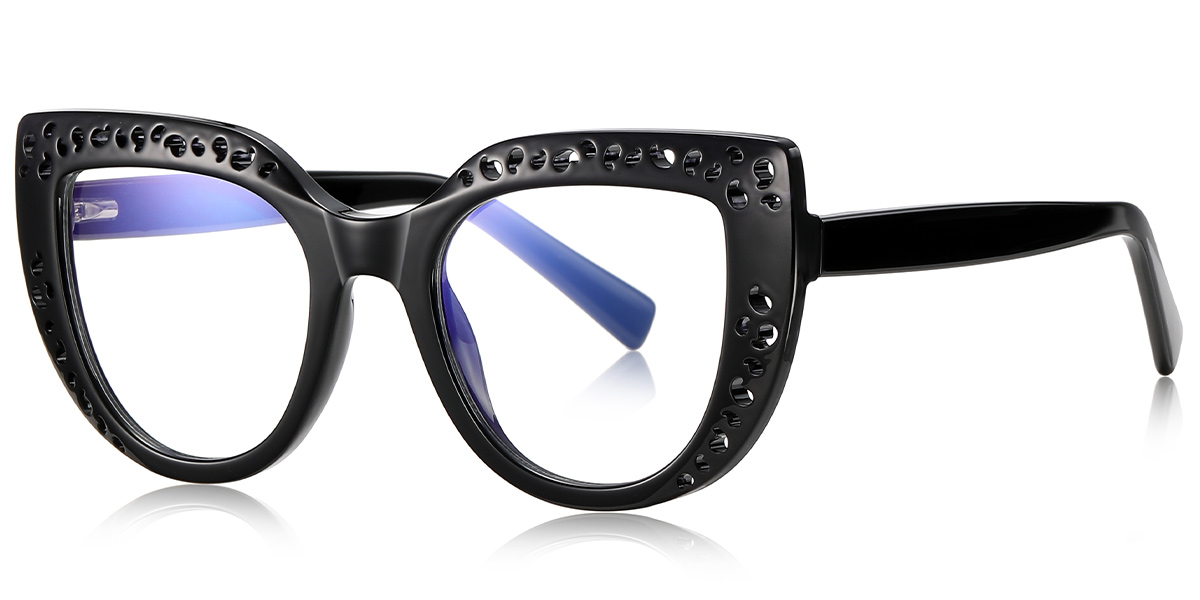 Geometric Blue Light Blocking Glasses pattern-black