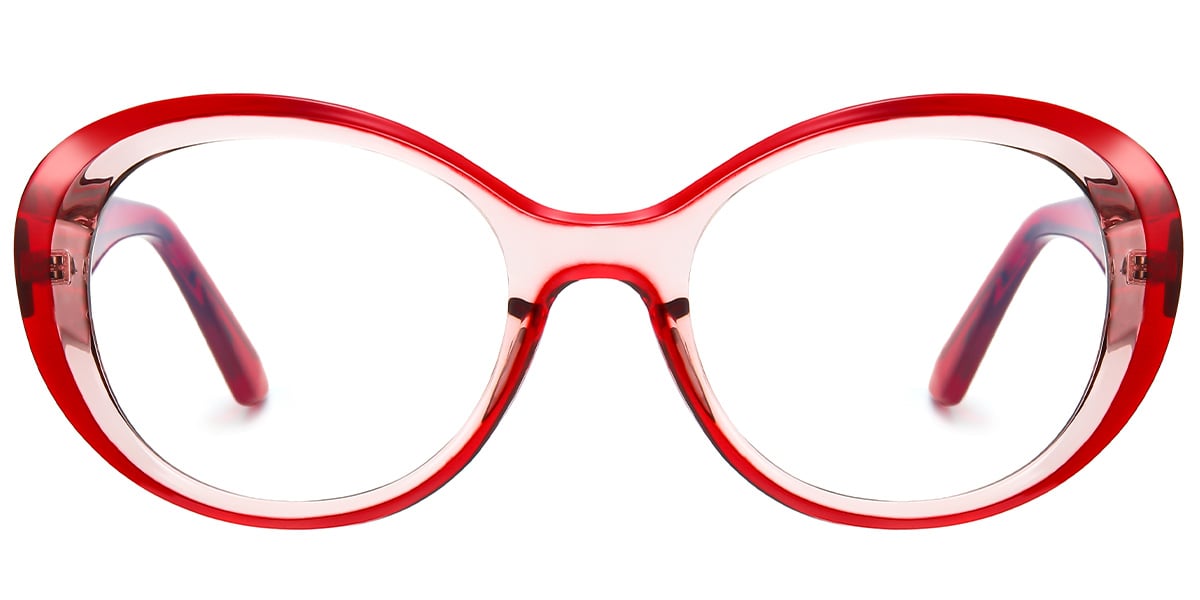 Oval Blue Light Blocking Glasses translucent-red