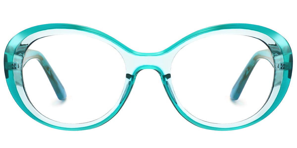 Oval Blue Light Blocking Glasses translucent-green