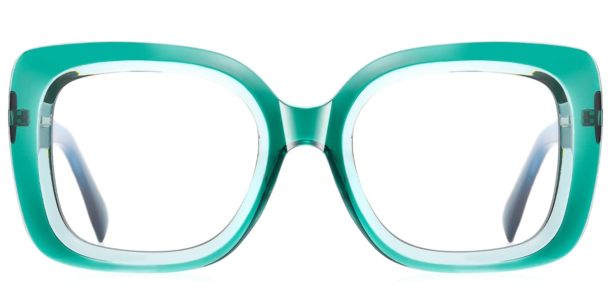 Square Blue Light Blocking Glasses green