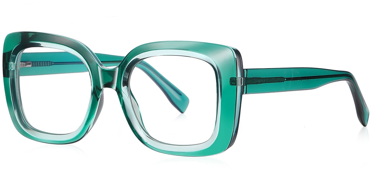 Square Blue Light Blocking Glasses green