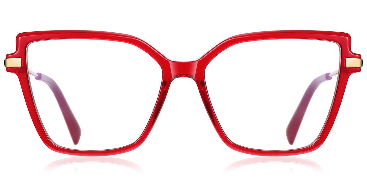 Square Blue Light Blocking Glasses translucent-red