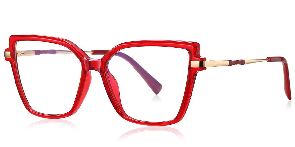 Square Blue Light Blocking Glasses translucent-red