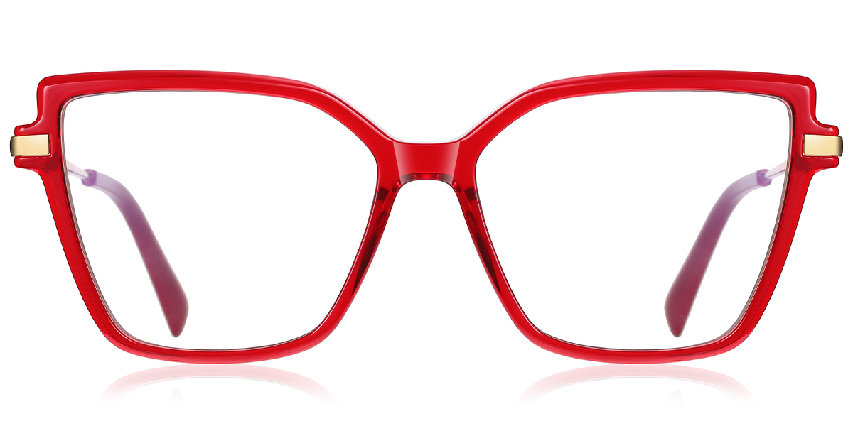 Square Blue Light Blocking Glasses translucent-red