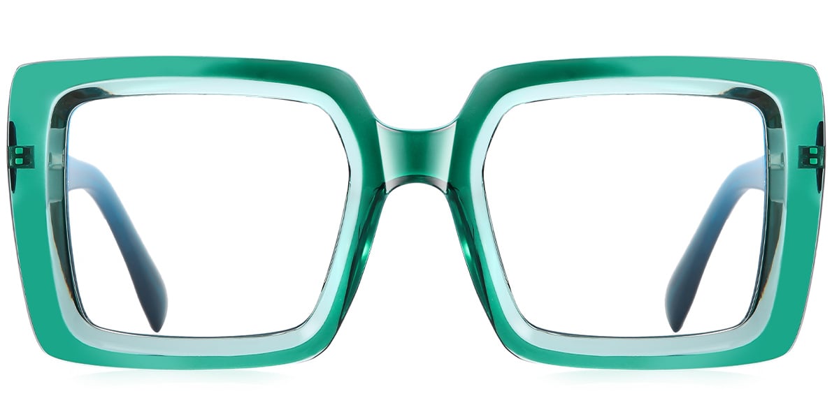 Square Blue Light Blocking Glasses translucent-green