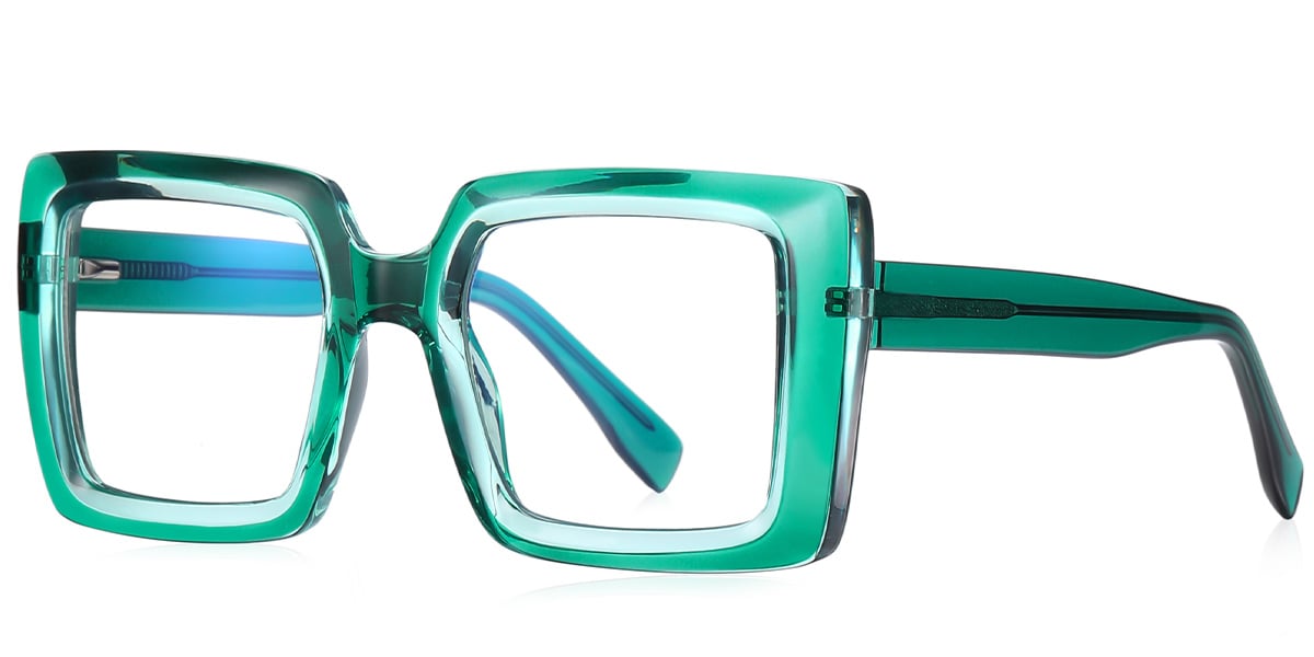 Square Blue Light Blocking Glasses translucent-green