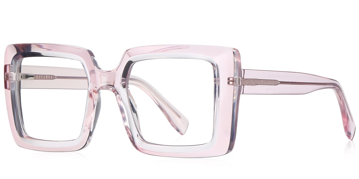 Square Blue Light Blocking Glasses translucent-pink