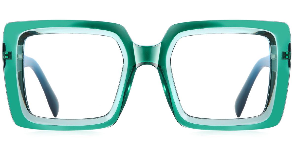 Square Blue Light Blocking Glasses translucent-green