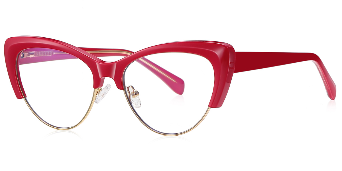 Cat Eye Blue Light Blocking Glasses red