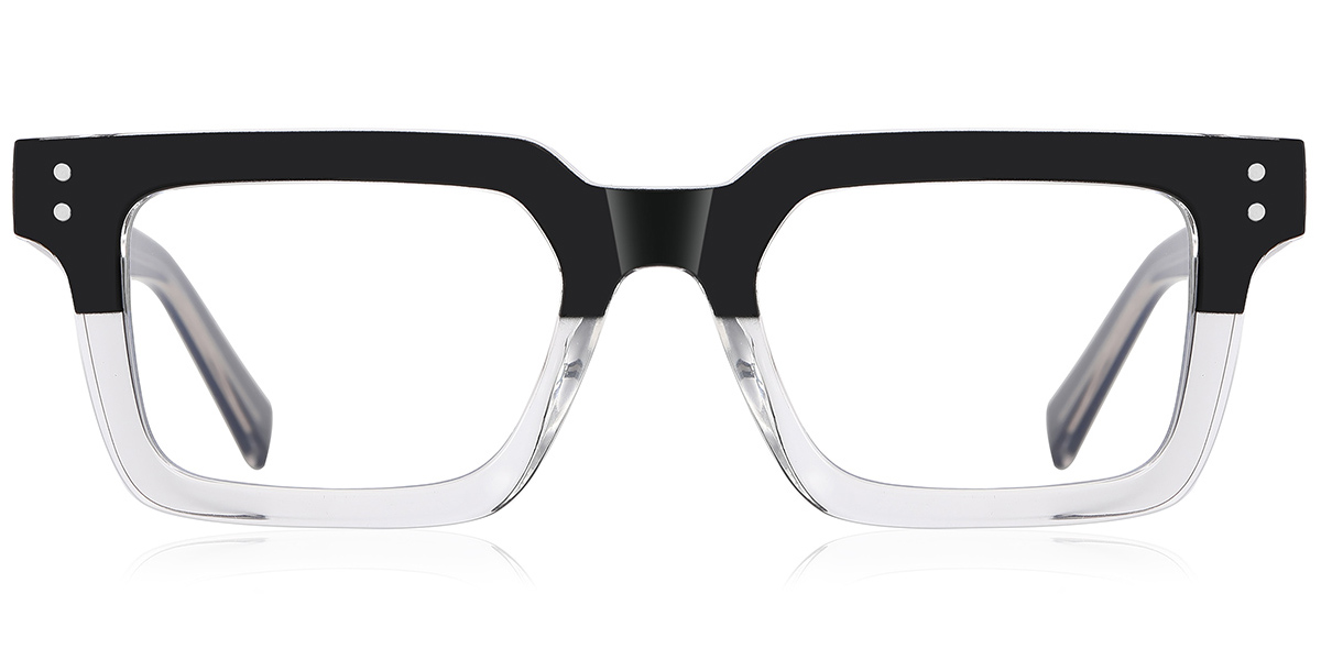 Rectangle Blue Light Blocking Glasses pattern-black